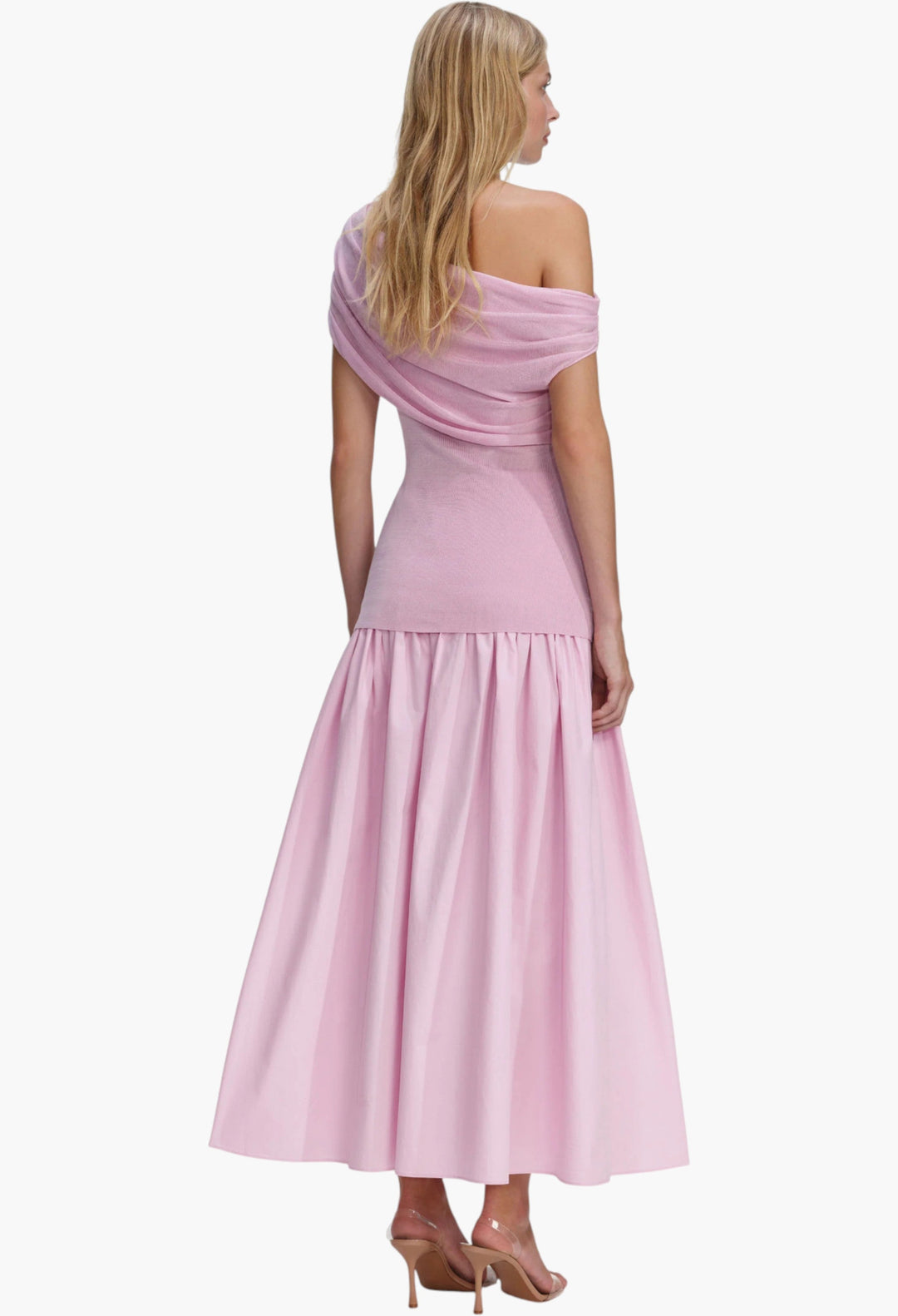 Pink Cotton Draped Knit Midi Dress – Elegant, Comfortable & Perfectly Flattering Fit Pink / 12