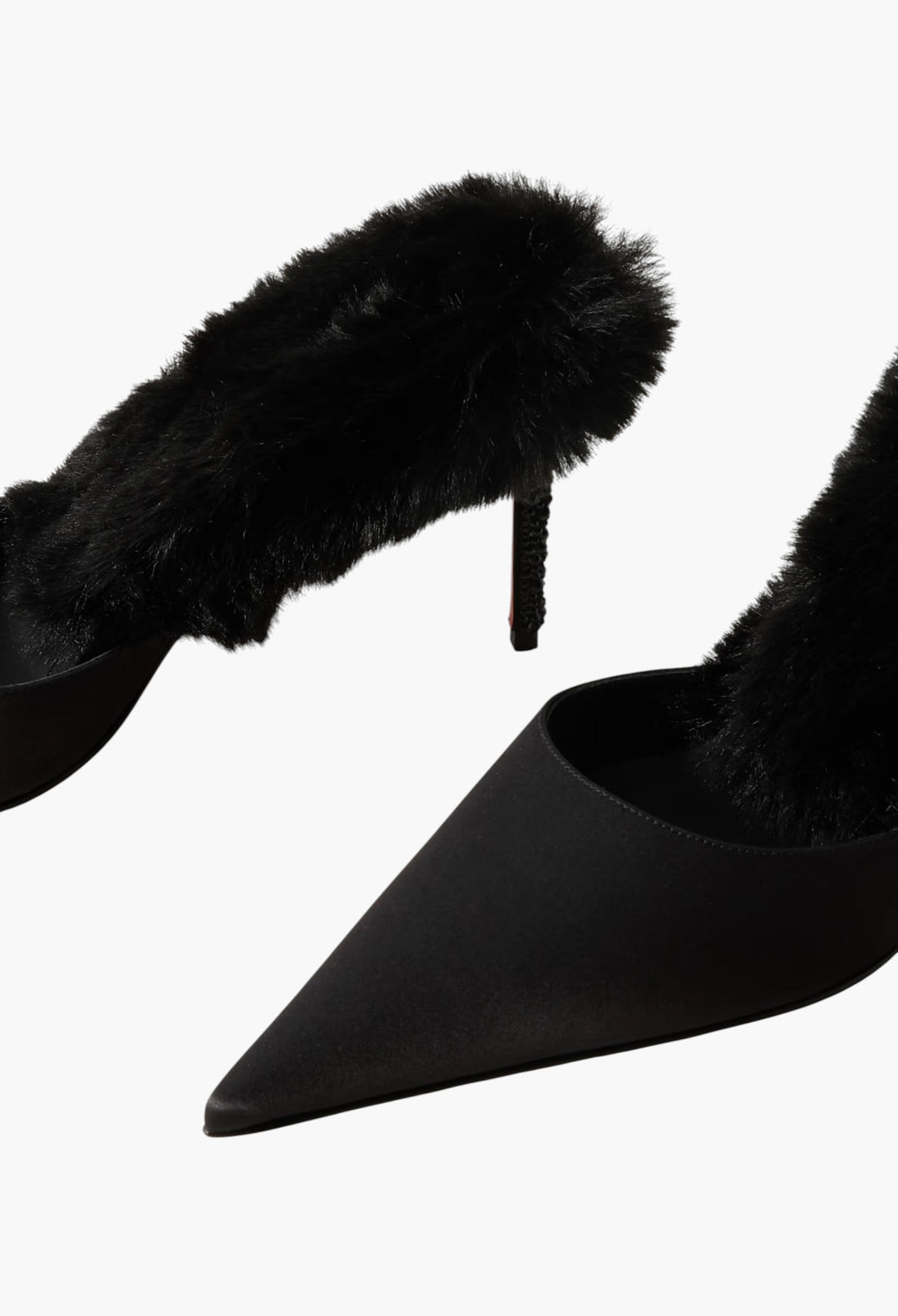 Plush-Trimmed Satin Mules - GLAM MODA