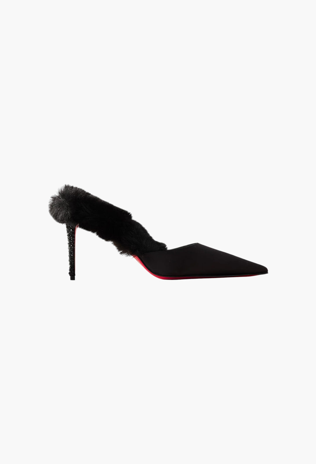 Plush-Trimmed Satin Mules - GLAM MODA