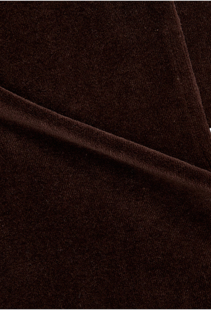 Rolled Waist Velour Cargo Pants, Brown - GLAM MODA