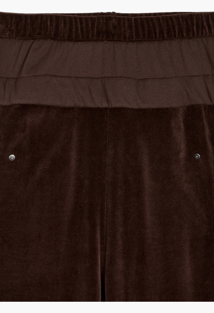 Rolled Waist Velour Cargo Pants, Brown - GLAM MODA