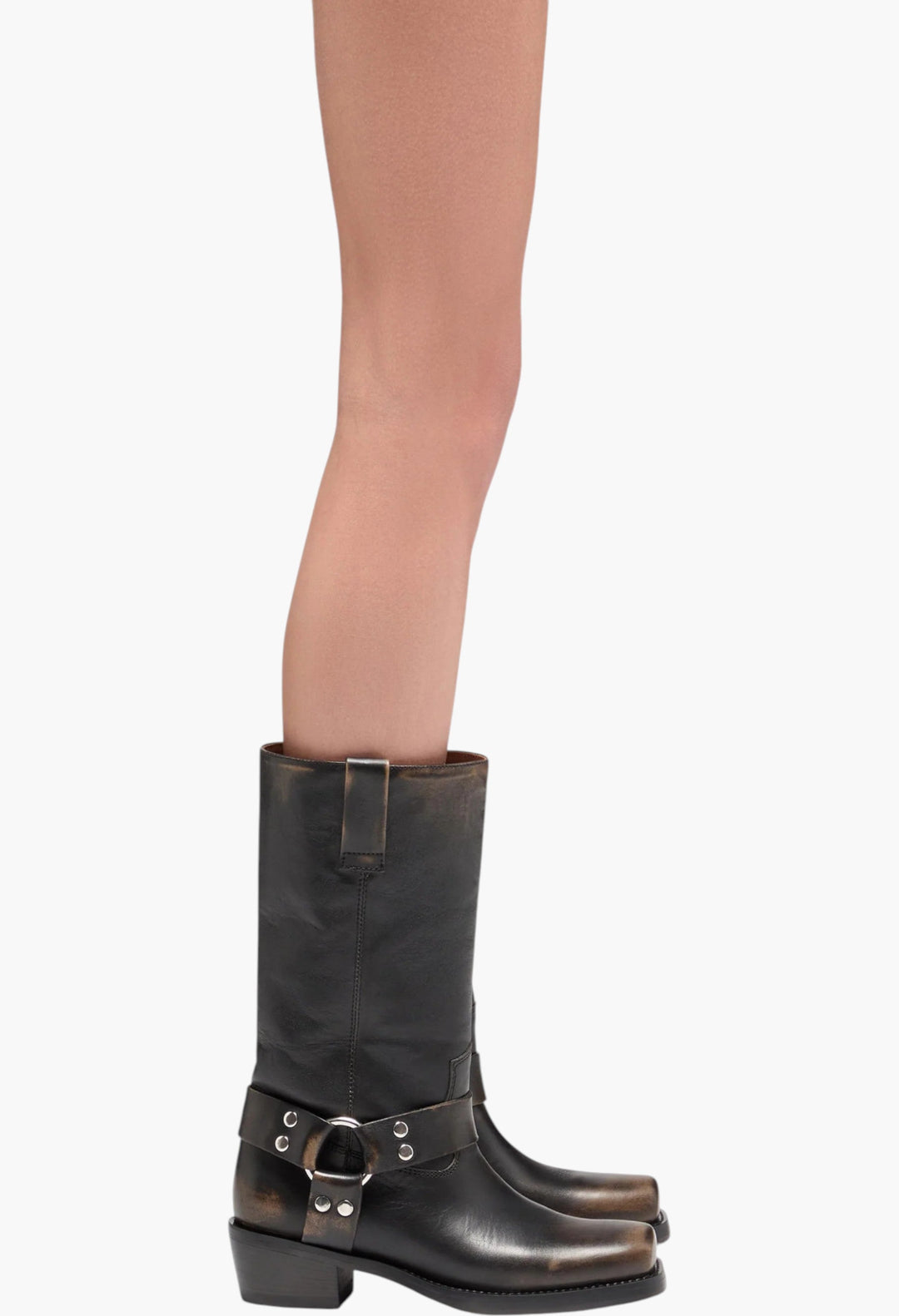Roxy Boot - Black Brushed Leather Boots - GLAM MODA