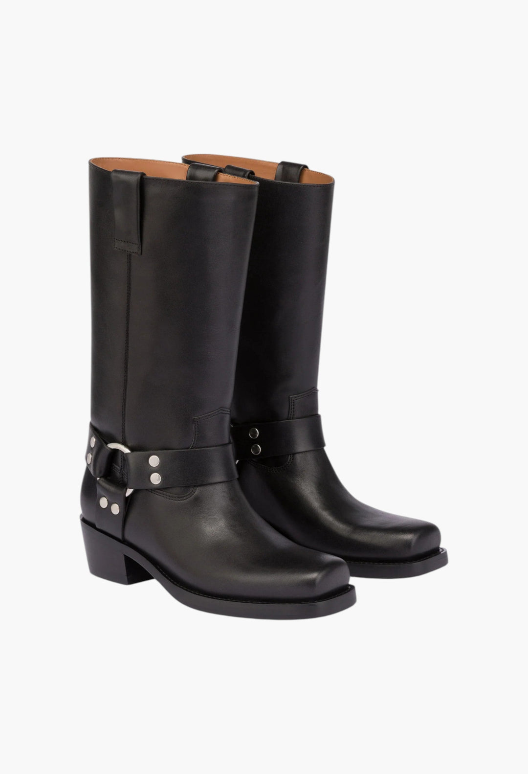 Roxy Boot - Square-Toe Boots In Smooth Black Leather - GLAM MODA