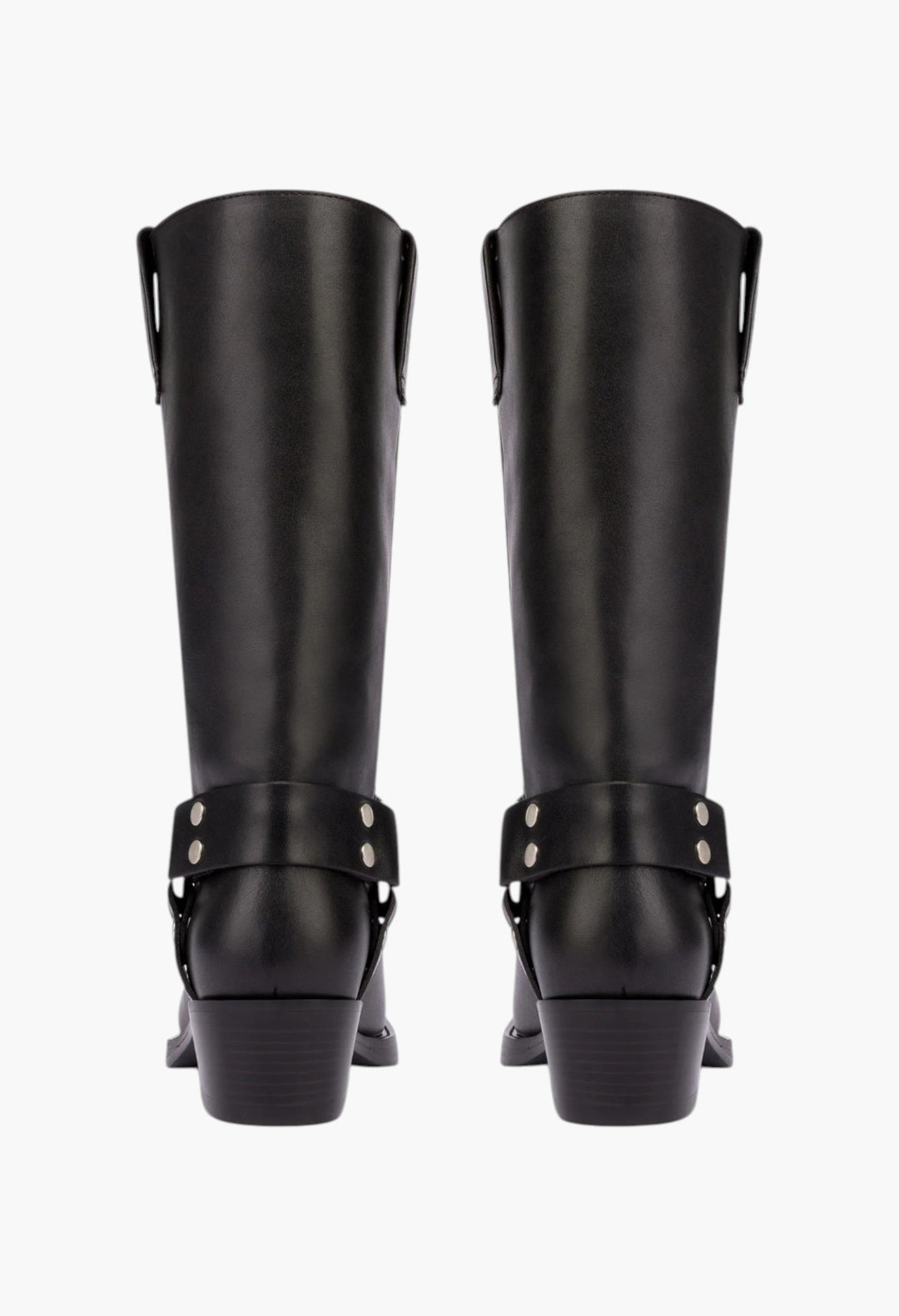 Roxy Boot - Square-Toe Boots In Smooth Black Leather - GLAM MODA