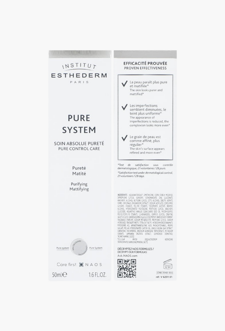 GLAM MODA Institut Esthederm Pure System Pure Control Care Cream box with mattifying and purifying skin benefits