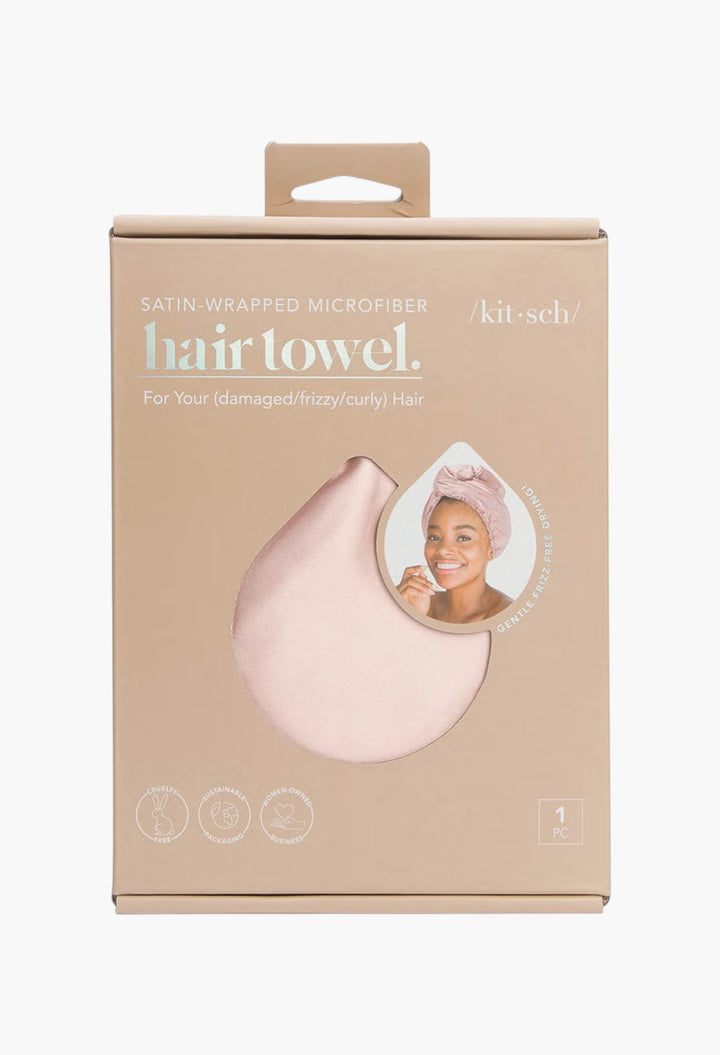 Satin Wrapped Hair Towel - Blush - GLAM MODA