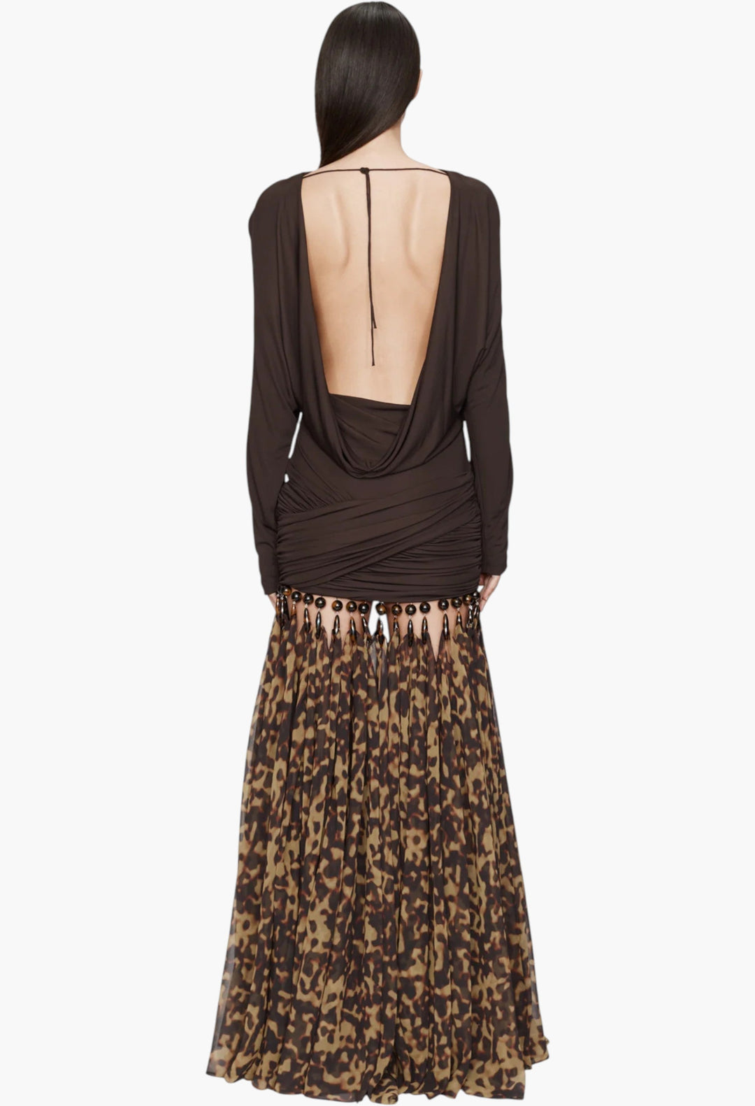 Seen On The Runway Tortoiseshell Droplet Jersey Gown - GLAM MODA