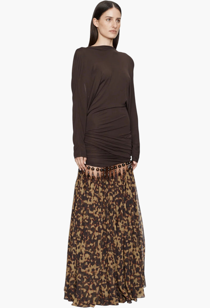Seen On The Runway Tortoiseshell Droplet Jersey Gown - GLAM MODA