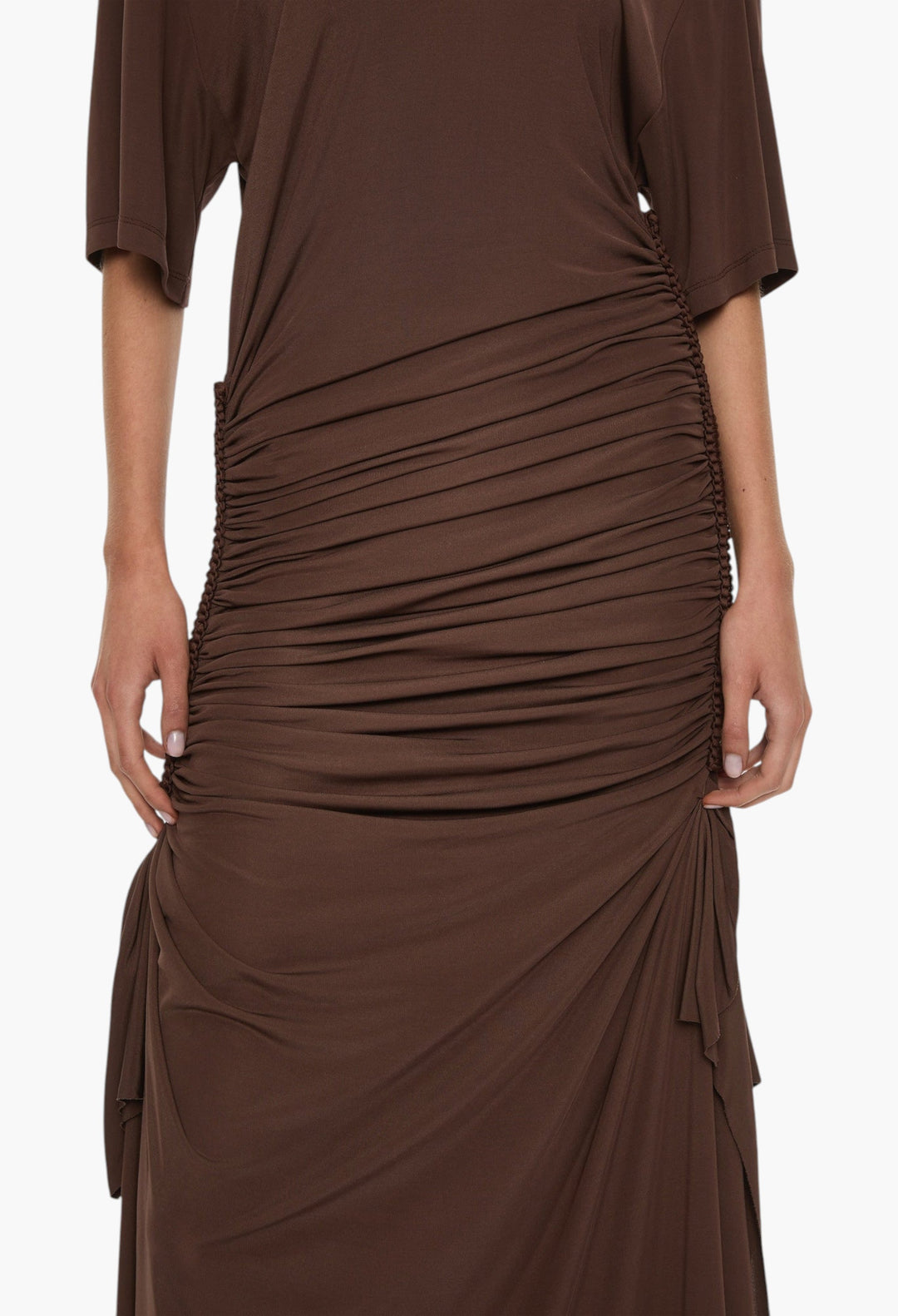 Shibari Jersey Ruche Tee Dress - GLAM MODA