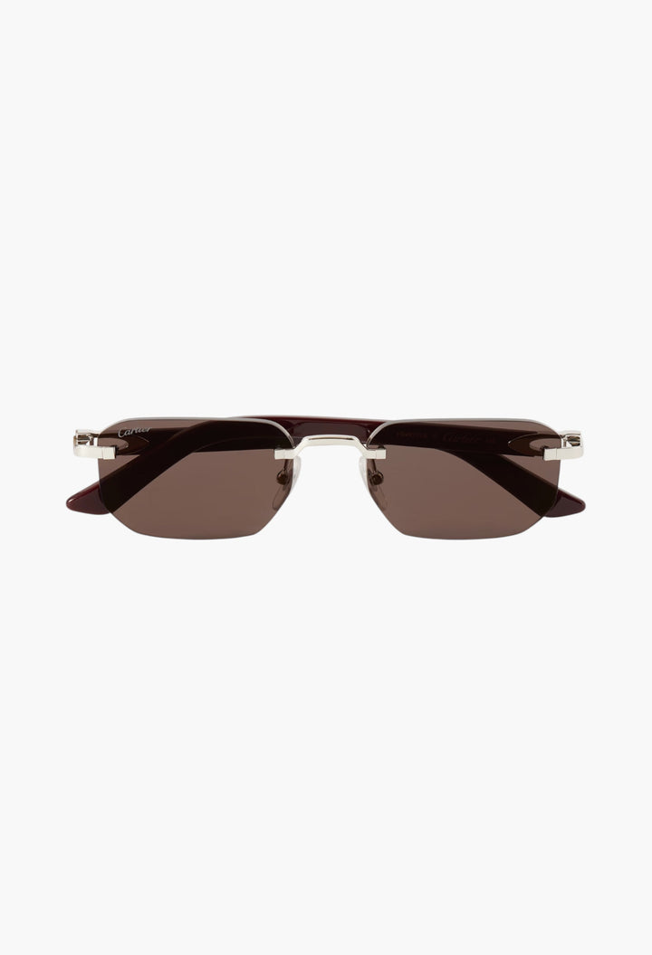 Signature C Rimless Rectangular-Frame Silver-Tone And Acetate Sunglasses - GLAM MODA