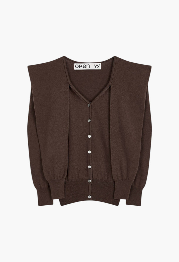 Sleeve Layered Cardigan, Brown - GLAM MODA