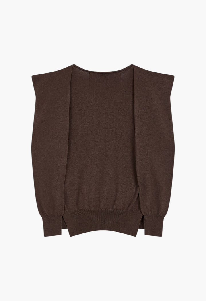 Sleeve Layered Cardigan, Brown - GLAM MODA