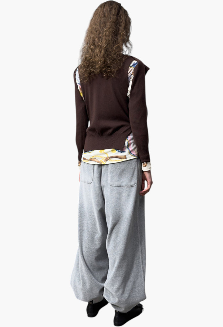 Sleeve Layered Cardigan, Brown - GLAM MODA