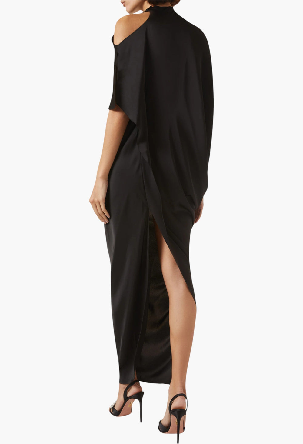 Sophia Satin Dress In Black - GLAM MODA