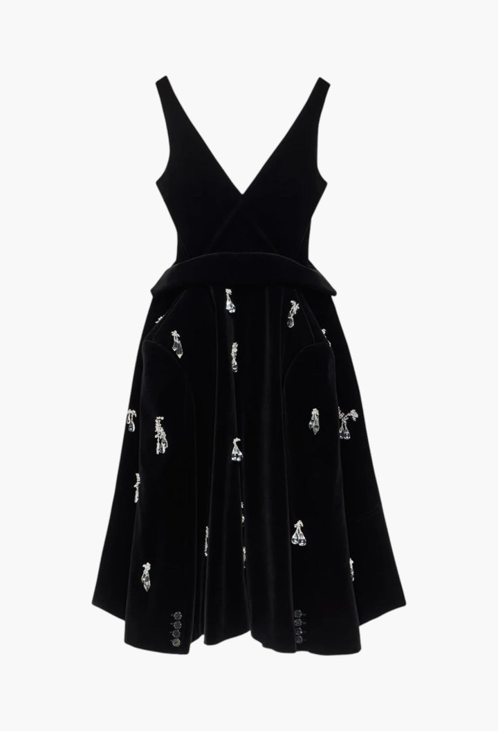 Structured Embellished Dress In Black - GLAM MODA