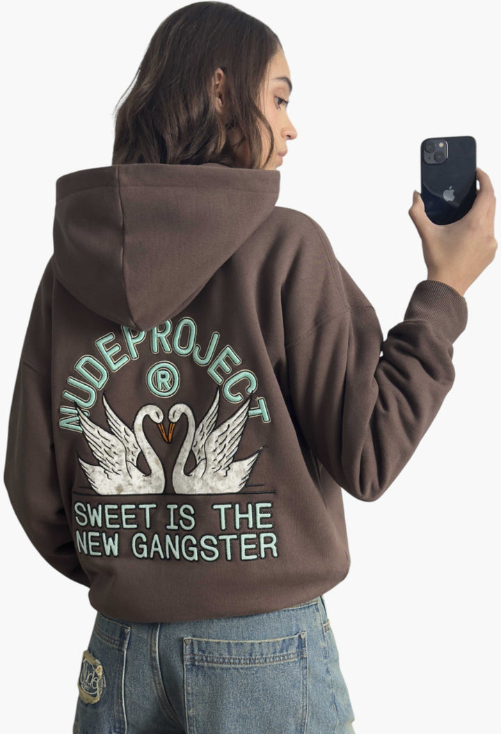 Swans Hoodie Brown - GLAM MODA