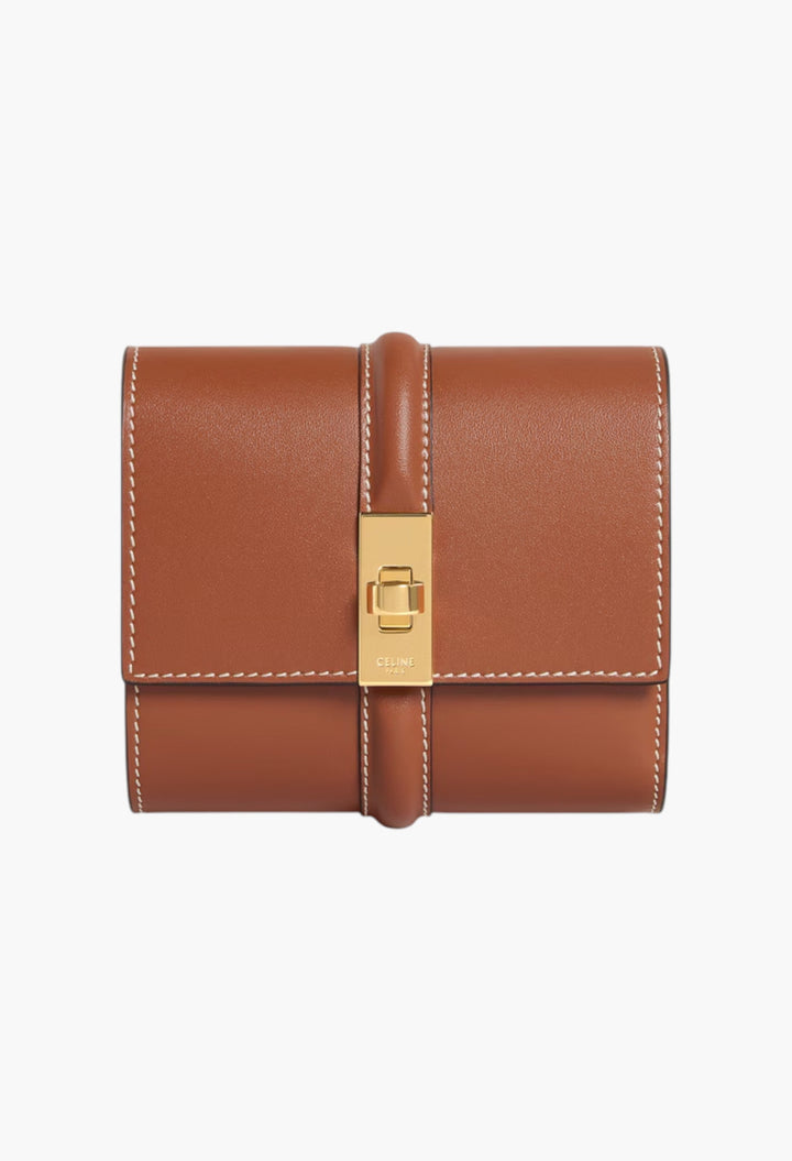 Small Trifold Wallet 16 In Satinated Calfskin - GLAM MODA