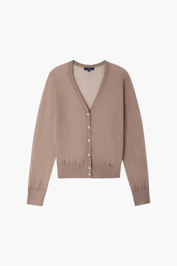 Taupe - Etretat Cardigan Sheer Knit Cardigan - GLAM MODA