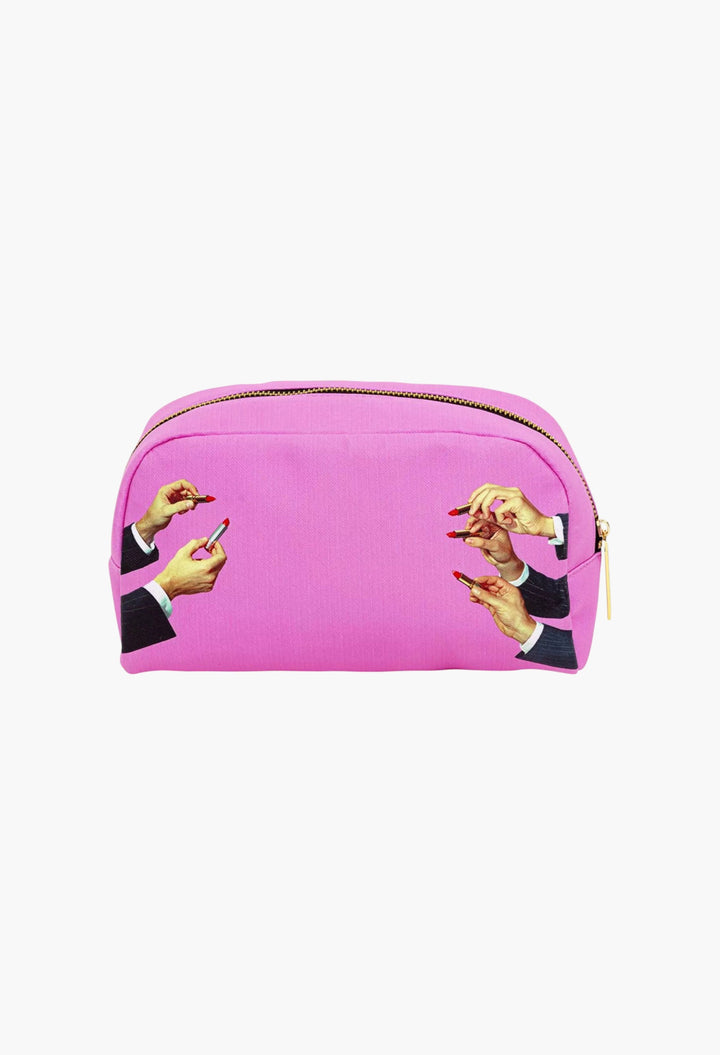 Toiletpaper Lipstick-Print Faux-Leather Beauty Case - GLAM MODA