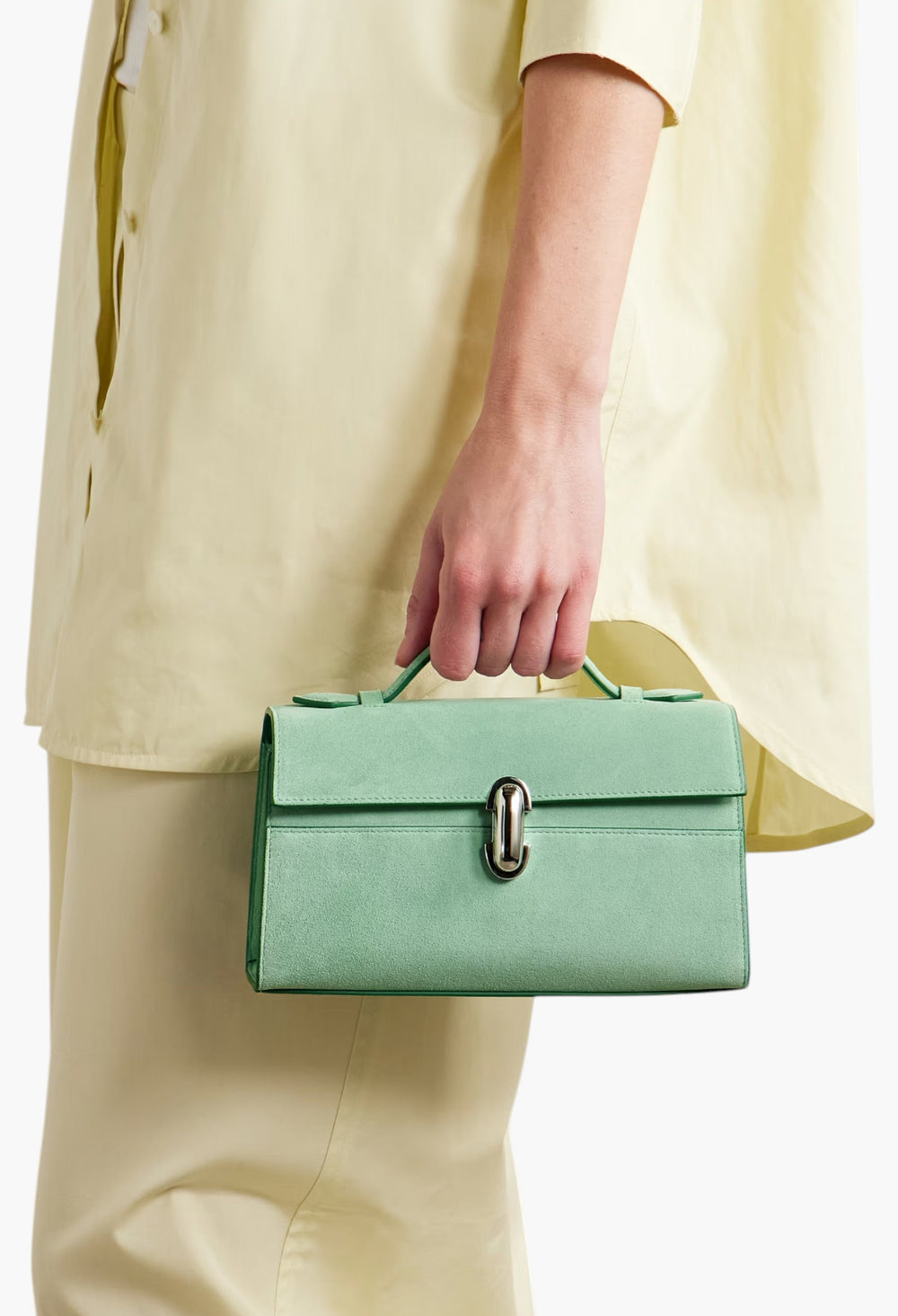 Turquoise - Symmetry Pochette Suede Tote - GLAM MODA