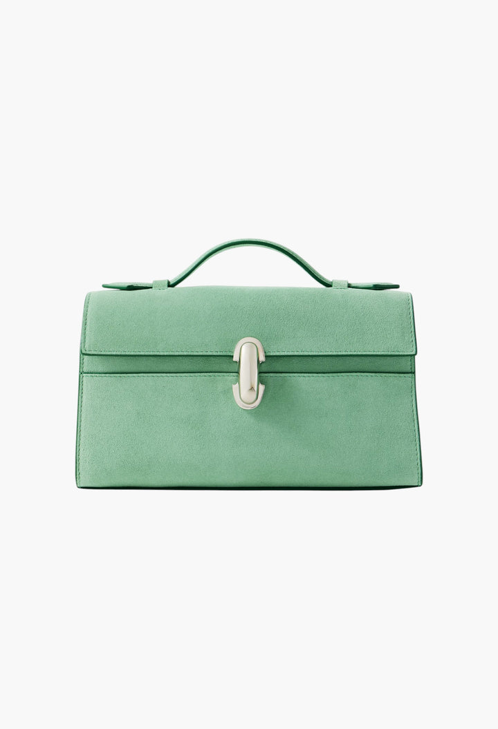 Turquoise - Symmetry Pochette Suede Tote - GLAM MODA