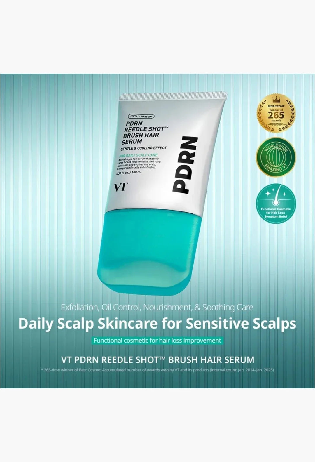VT - PDRN Reedle Shot Brush Hair Serum 2pcs Bundle Set