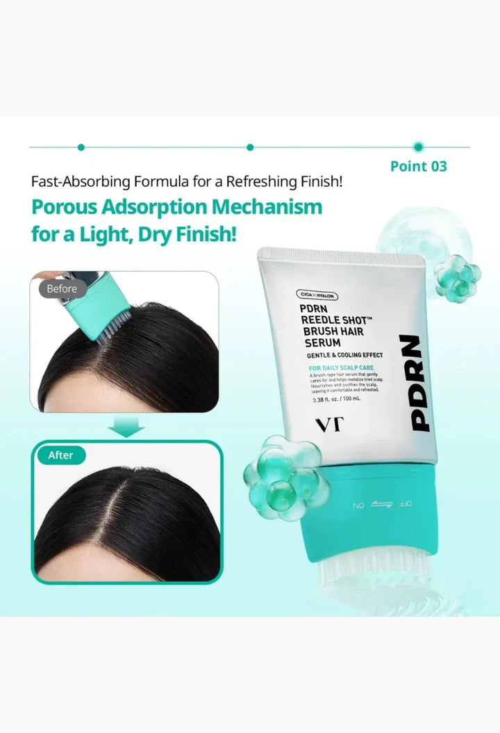 VT - PDRN Reedle Shot Brush Hair Serum 2pcs Bundle Set