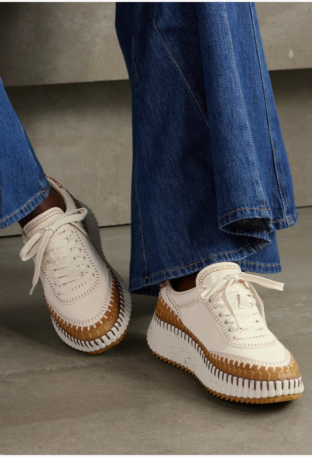 White - Nama Embroidered Leather-Trimmed Suede Sneakers - GLAM MODA