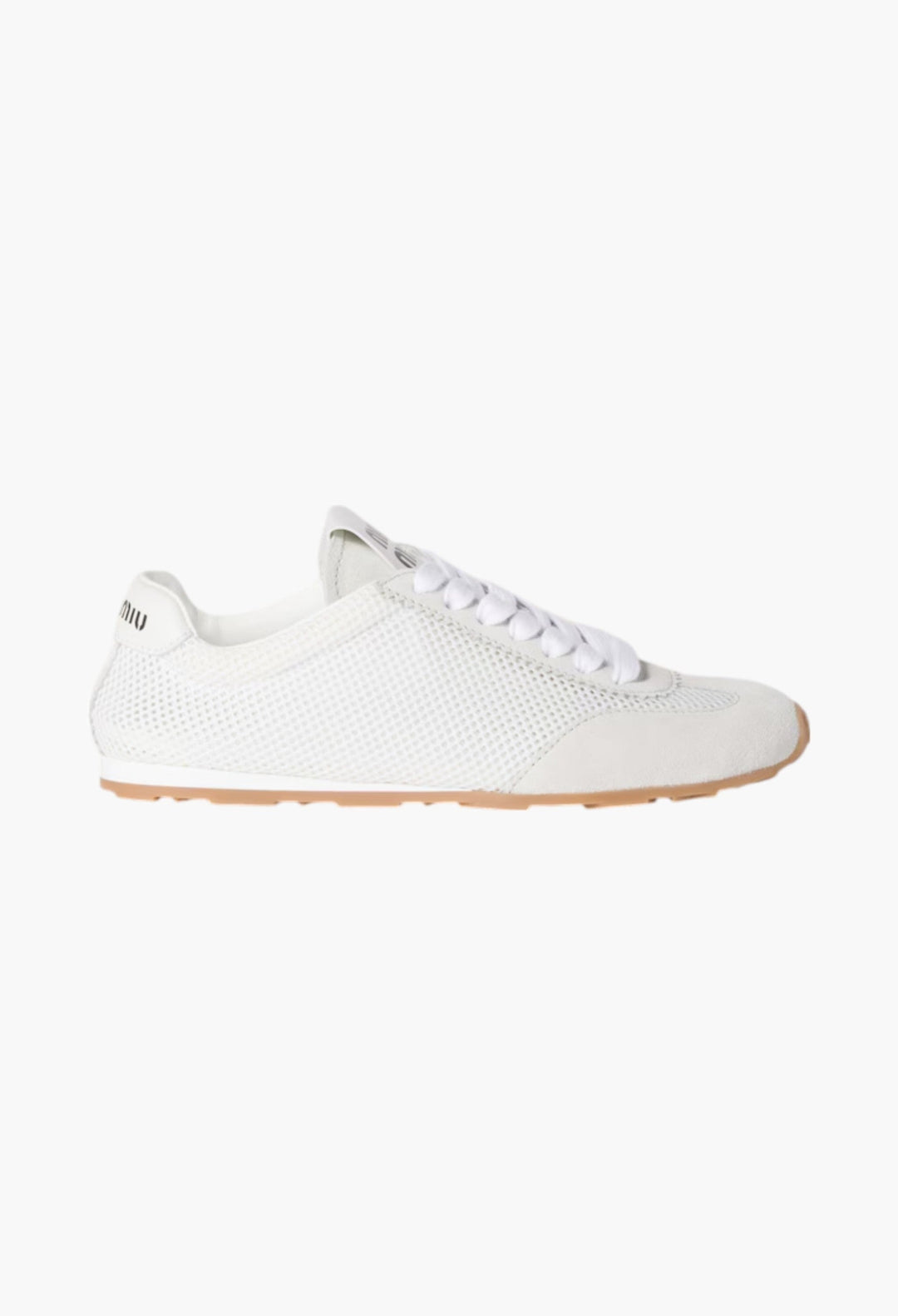 White - Plume Mesh And Suede Sneakers - GLAM MODA