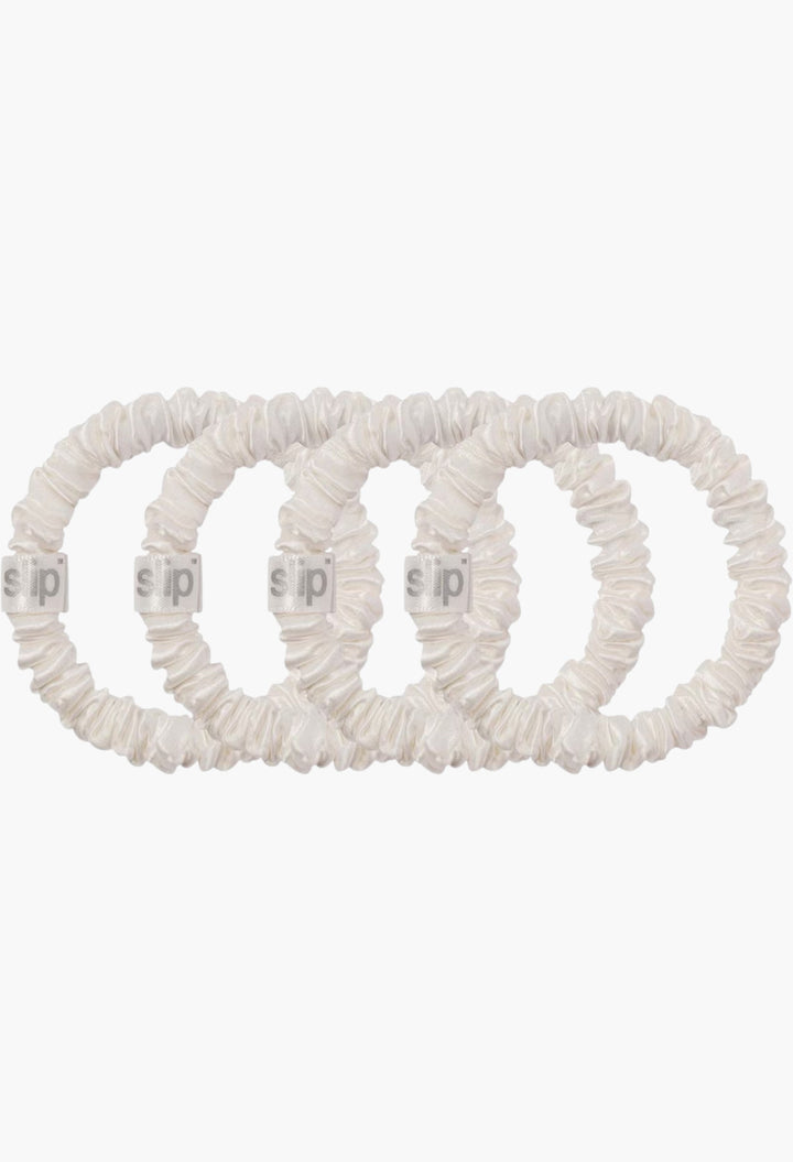 White - Slip Pure Silk Skinny Scrunchies - GLAM MODA
