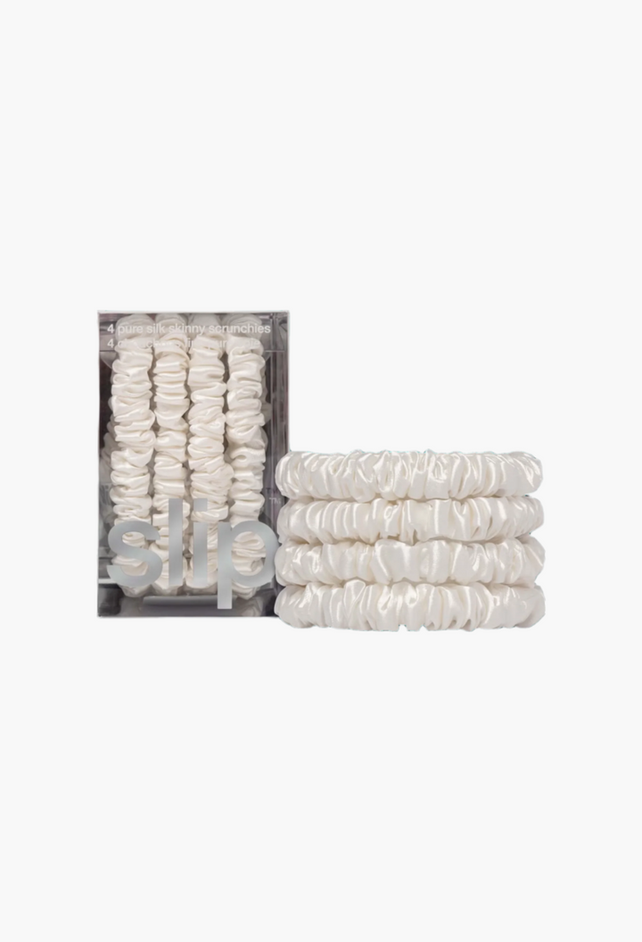 White - Slip Pure Silk Skinny Scrunchies - GLAM MODA