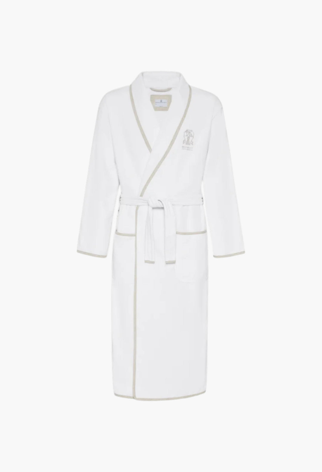 Cotton Terrycloth Bathrobe With Linen Trims - GLAM MODA