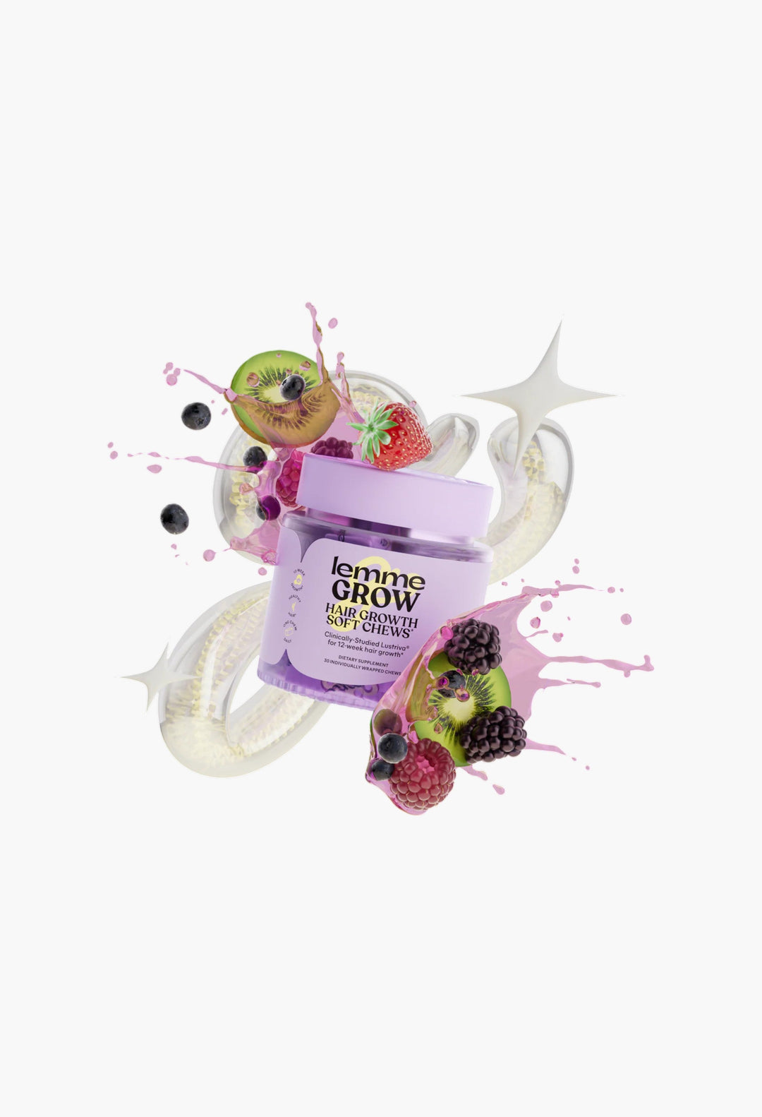 Lemme Grow Soft Chews - Hair Growth & Skin Support - Clinically Studied Lustriva - Mixed Fruit Flavor - GLAM MODA