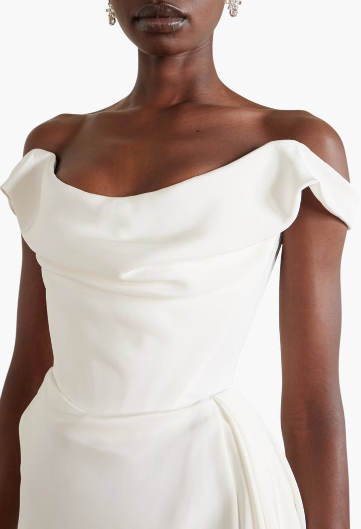 Comet Asymmetric Draped Silk-Cady Mini Dress - GLAM MODA