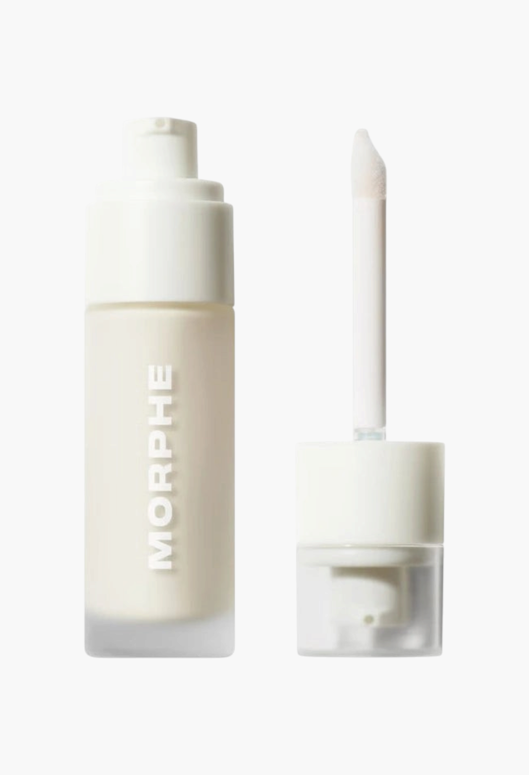 GLAM MODA Morphe Complexion Boost Peptide Glow Serum in a frosted glass bottle with a white applicator wand