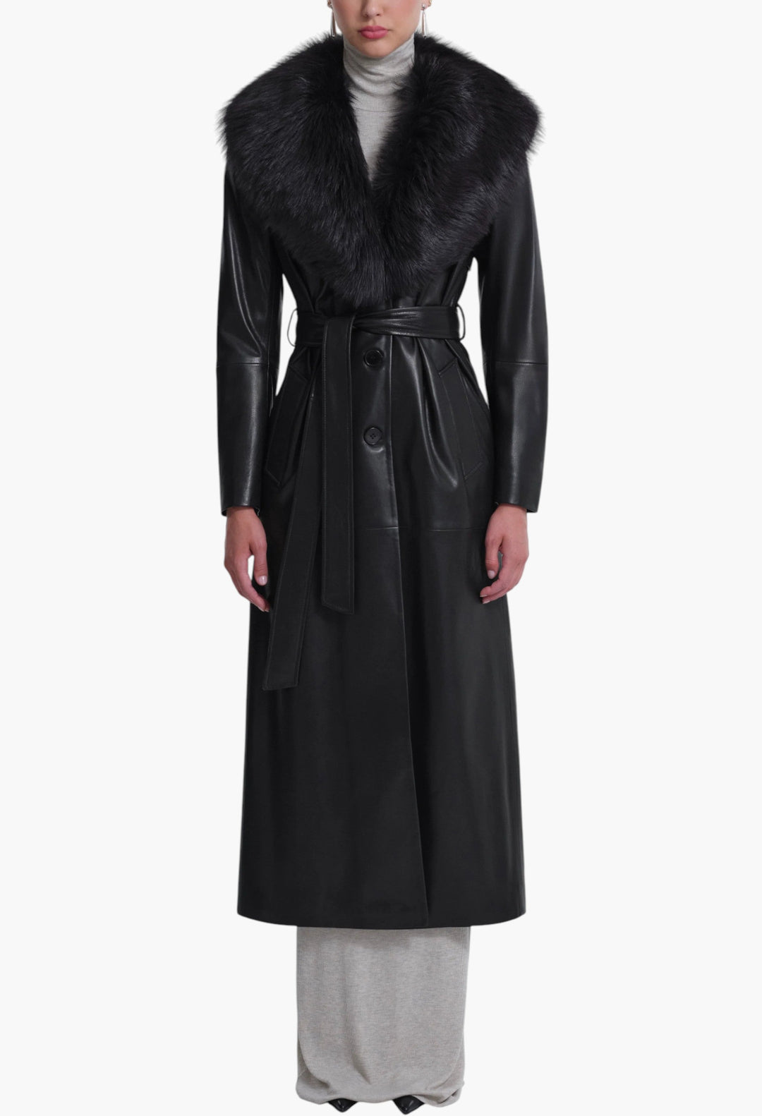 Dakota Glamorous Leather Coat - GLAM MODA