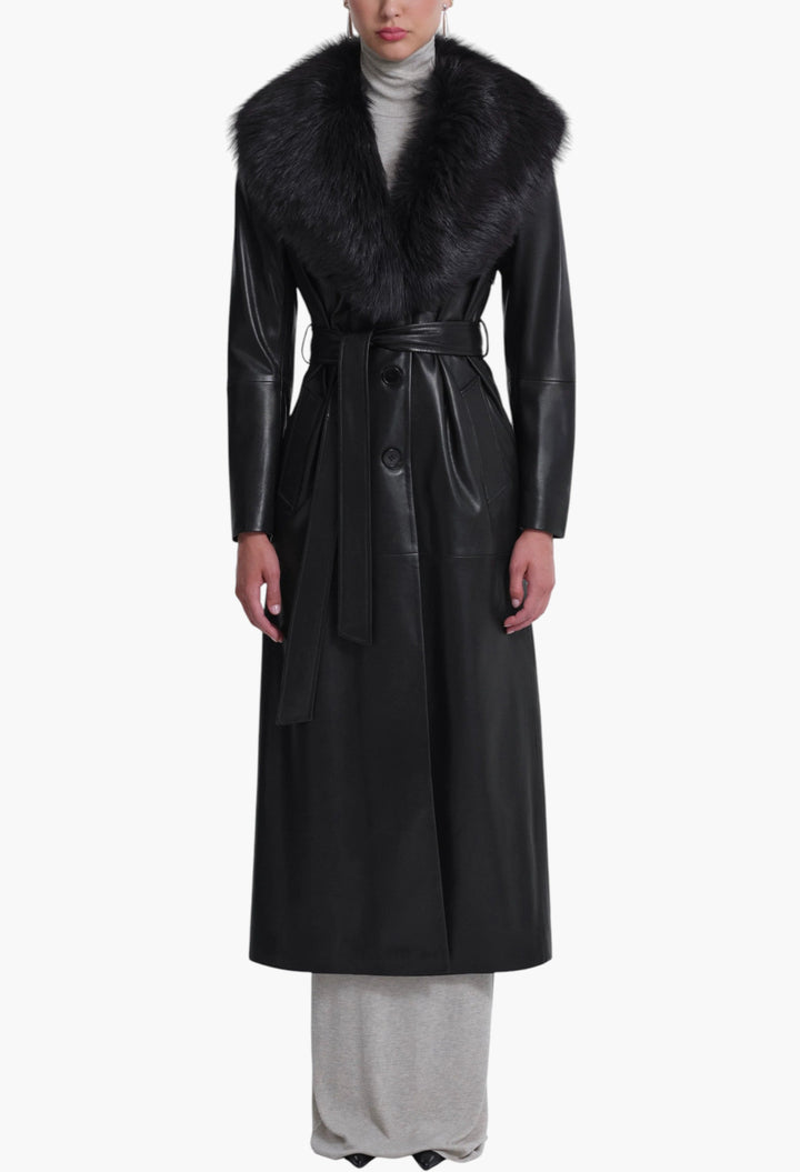 Dakota Glamorous Leather Coat - GLAM MODA