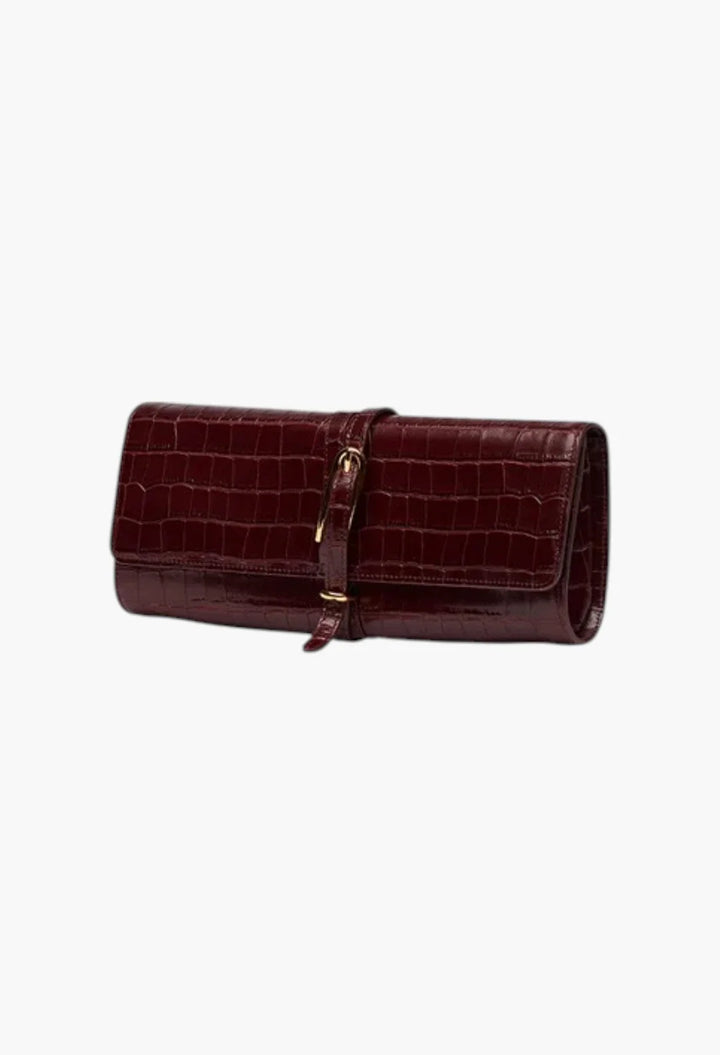 Belted Clutch Black Croc