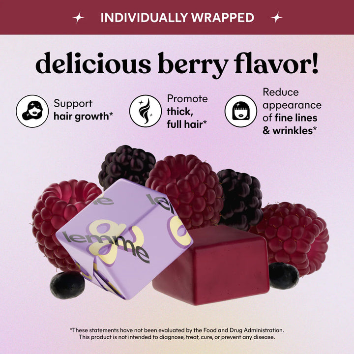 Lemme Grow Soft Chews - Hair Growth & Skin Support - Clinically Studied Lustriva - Mixed Fruit Flavor - GLAM MODA