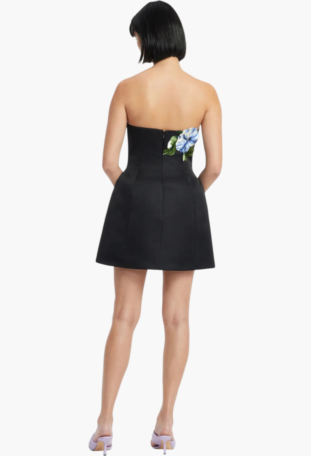 Appliqué Floral Bustier Mini Dress - GLAM MODA
