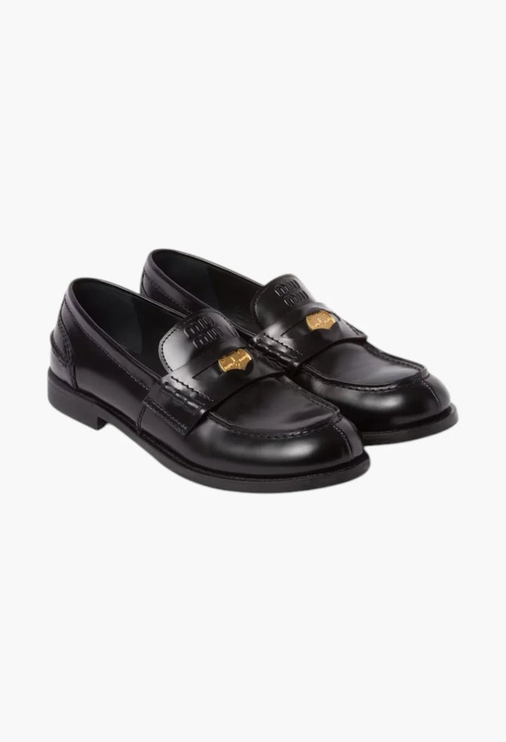 Black - Brushed Leather Penny Loafers