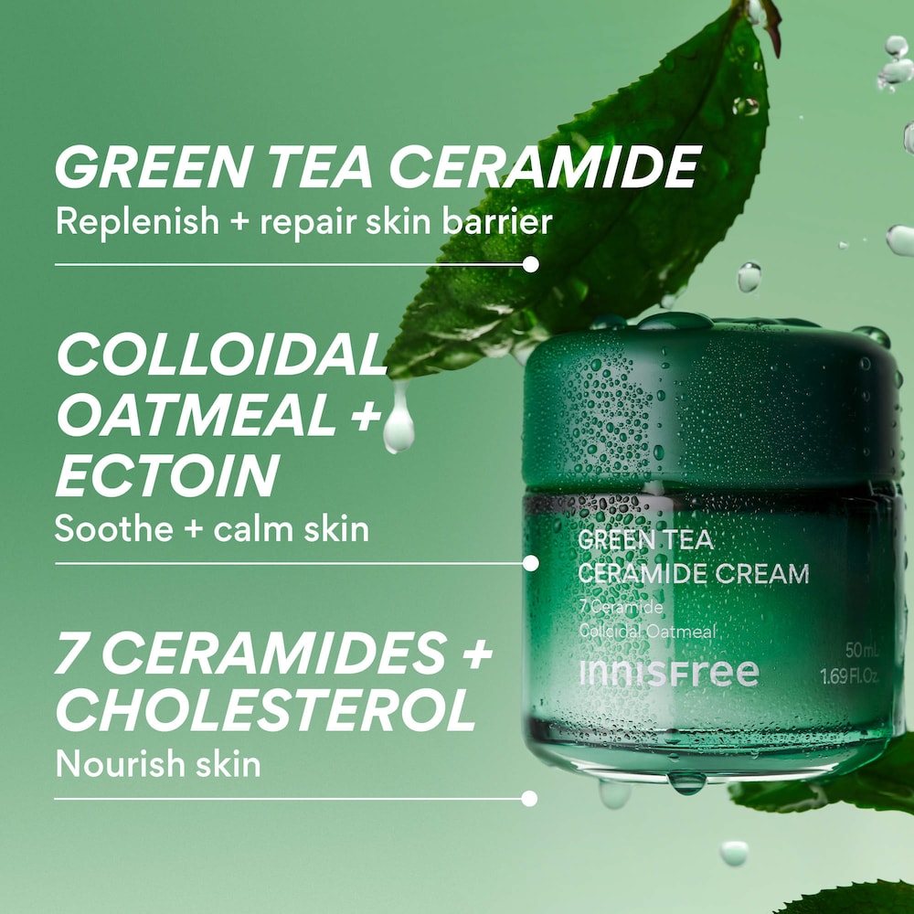 Green Tea Ceramide Cream for Redness & Barrier Repair - GLAM MODA