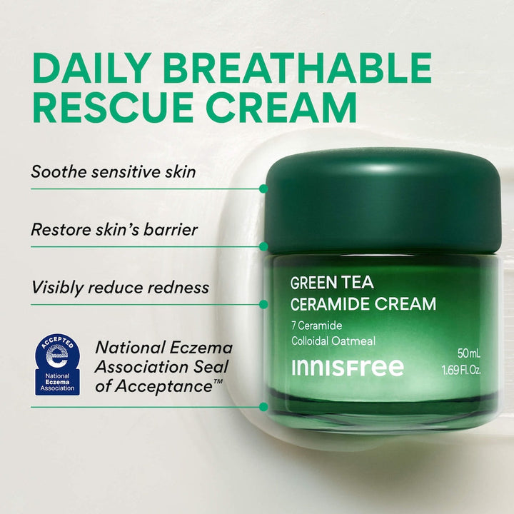 Green Tea Ceramide Cream for Redness & Barrier Repair - GLAM MODA