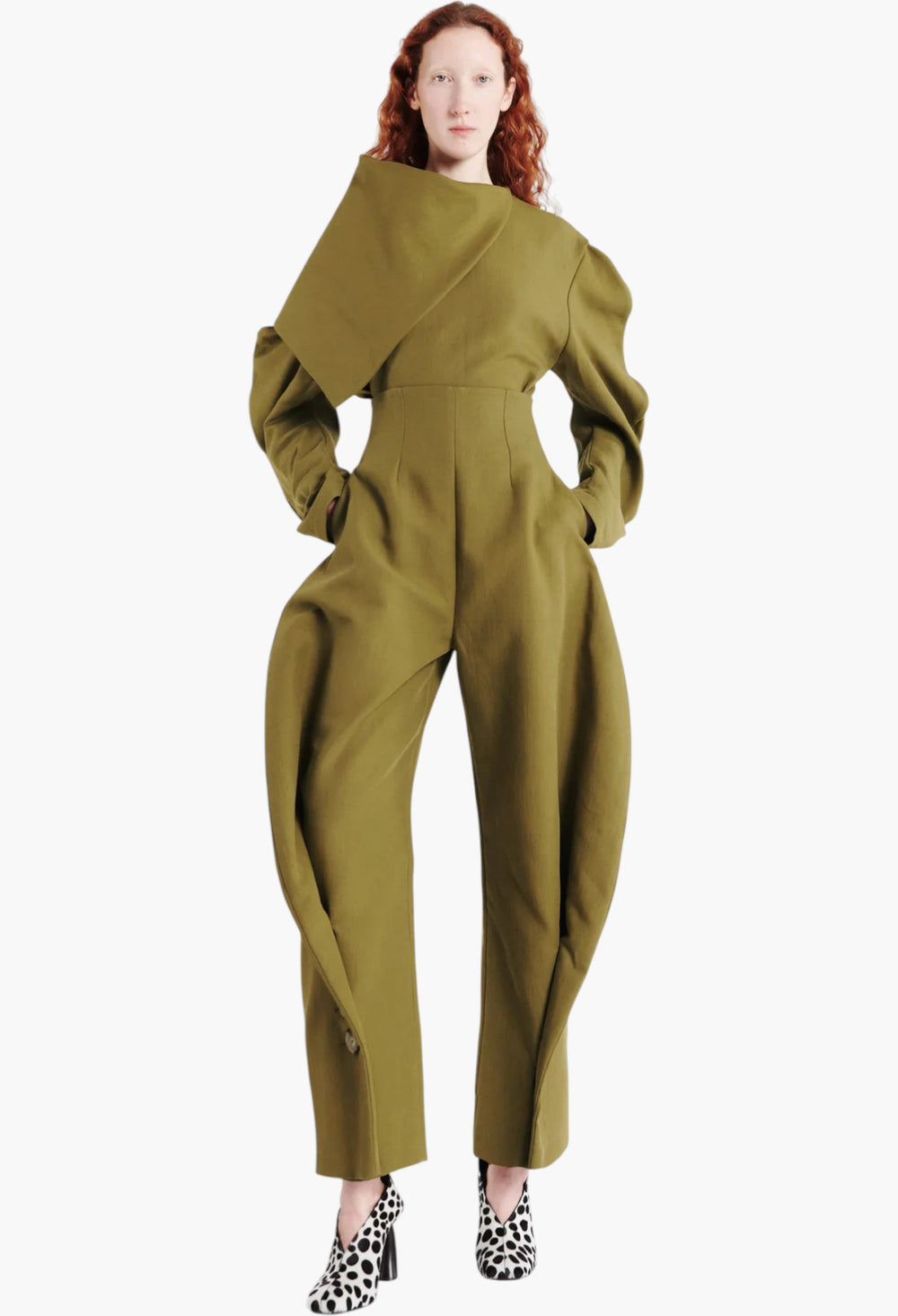 High Rise Rounded Pant Khaki Green - GLAM MODA