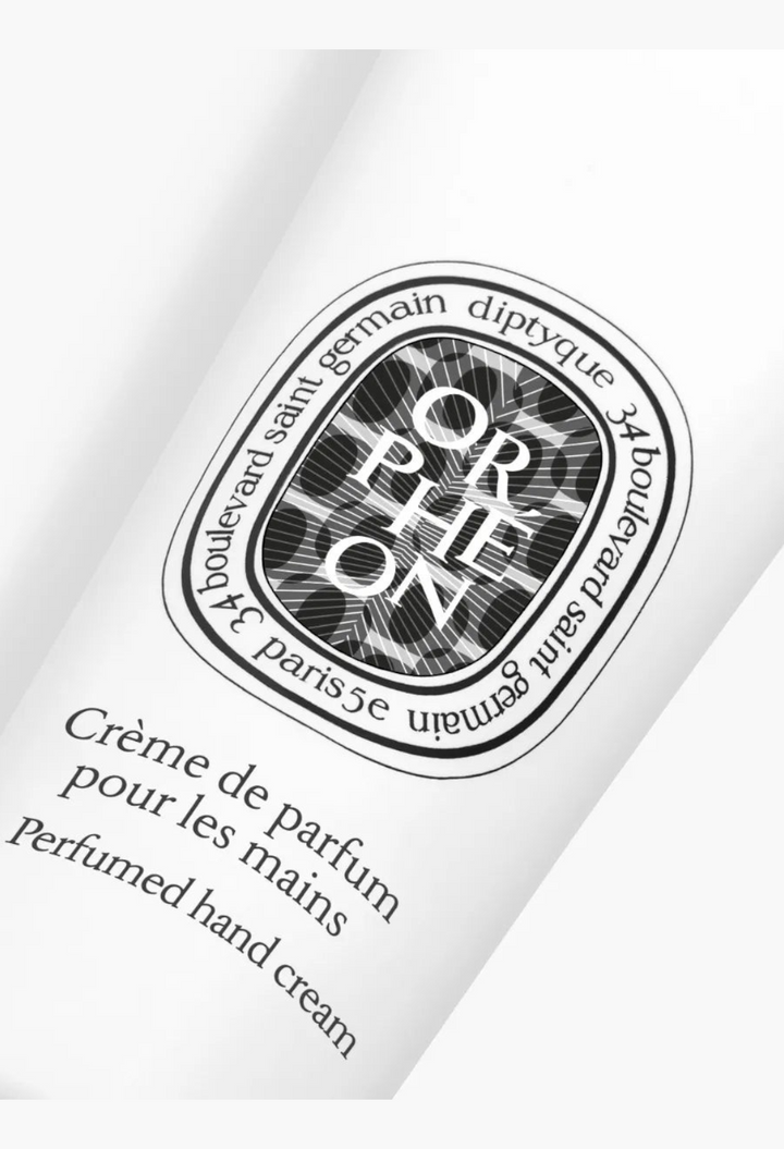 GLAM MODA Orphéon perfumed hand cream tube with iconic black and white Diptyque logo branding