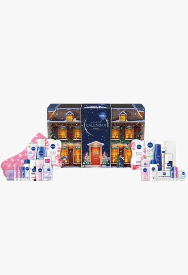 GLAM MODA NIVEA Womens Advent Calendar featuring 24 skincare, body care, and beauty surprises in festive packaging.
