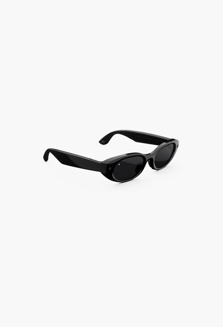 GLAM MODA Starfire Kylie Edition smart glasses in a sleek black oval frame with integrated camera and audio technology.
