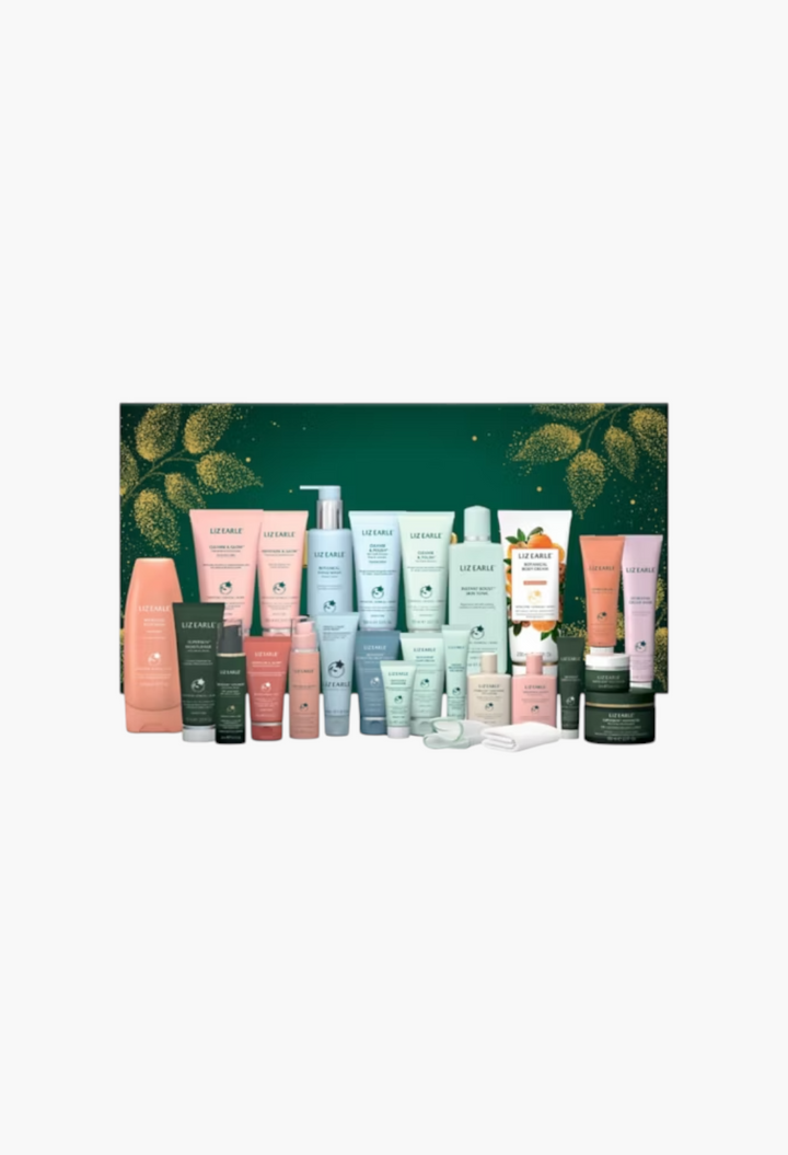 GLAM MODA Liz Earle 24 Days of Beauty Advent Calendar featuring a collection of skincare and bodycare products