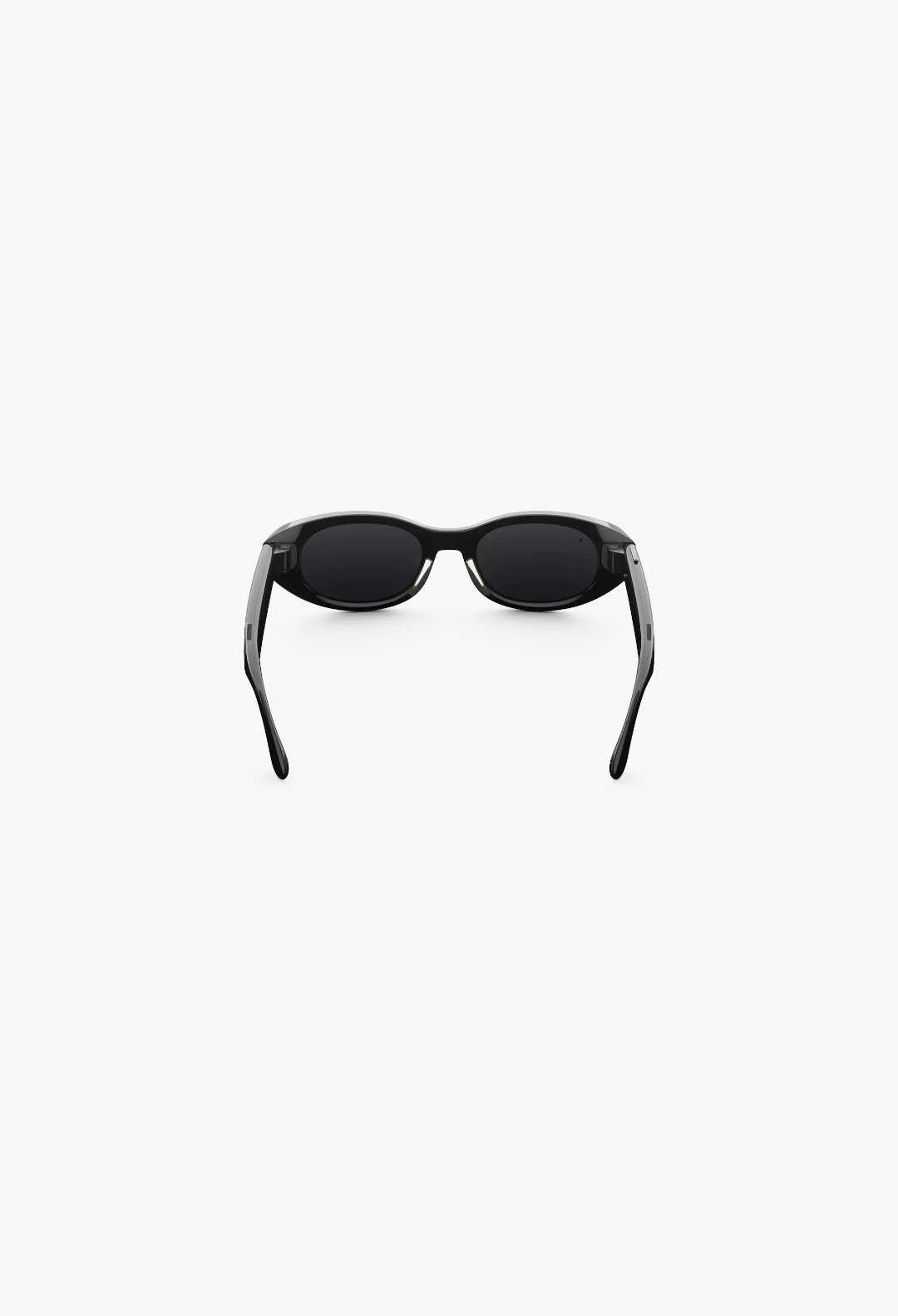 GLAM MODA Starfire Kylie Edition AI smart glasses in black with a slim oval frame, rear view on white background
