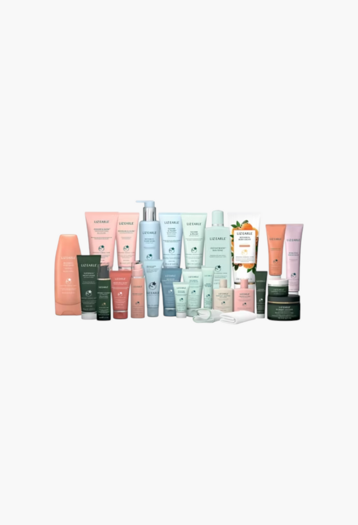 GLAM MODA Liz Earle 24 Days of Beauty advent calendar featuring a collection of skincare, bodycare, and cleansing items